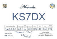 QSL KS7DX