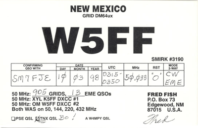 QSL W5FF